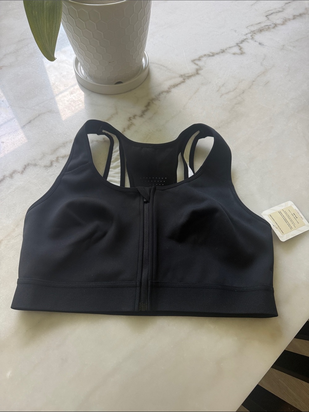 Fabletics Black Front Zip High-Support Sports Bra
